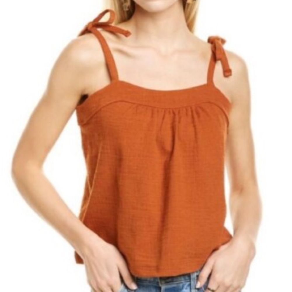 Madewell Rust Camisole shoulder tie Top size medium